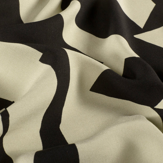 Viscose Poplin fabric Abstract Black