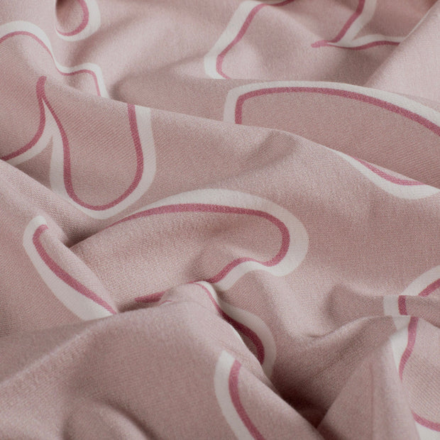 French Terry fabric Hearts Pink