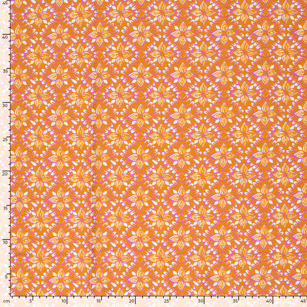 Jersey fabric Flowers Oker