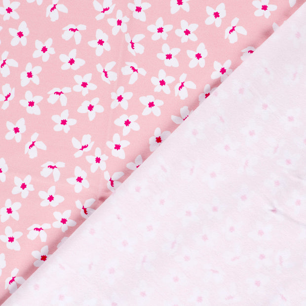 French Terry fabric Flowers Pink