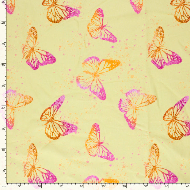 Jogging fabric Butterflies Light Yellow