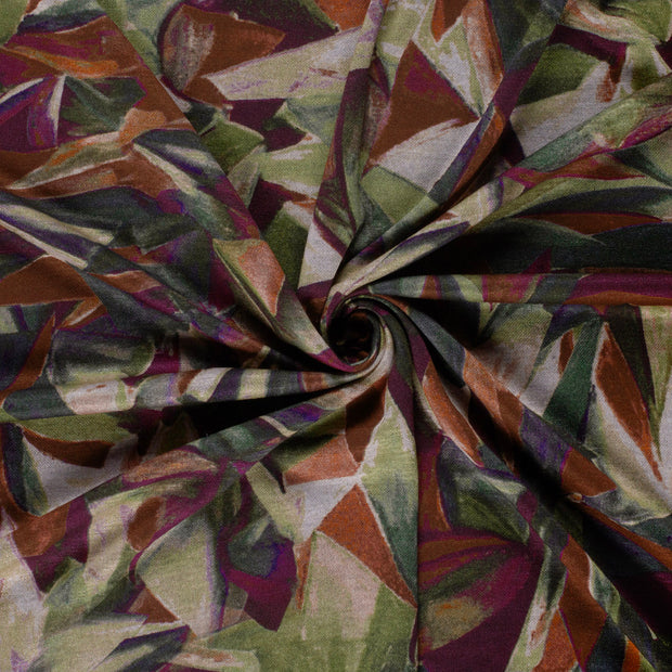 Poly Viscose Jersey fabric Brique discharge printed 