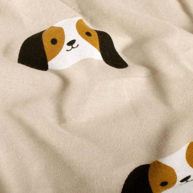 Flannel fabric Dogs Beige