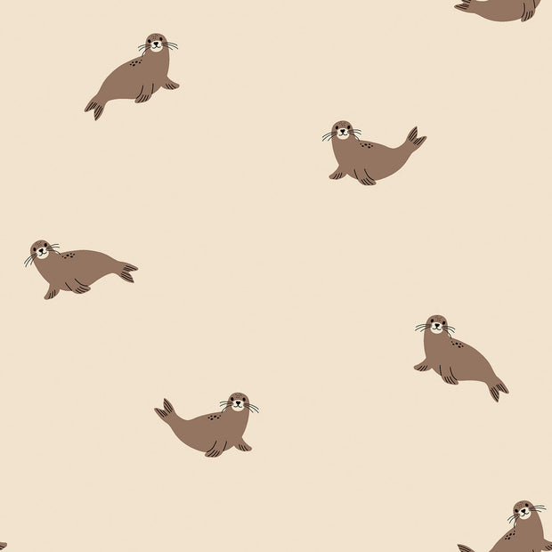 Terry Crepe fabric Animals Beige