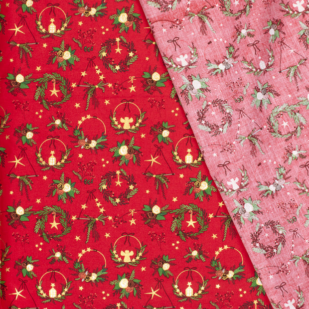 Cotton Poplin fabric Christmas printed and foil 