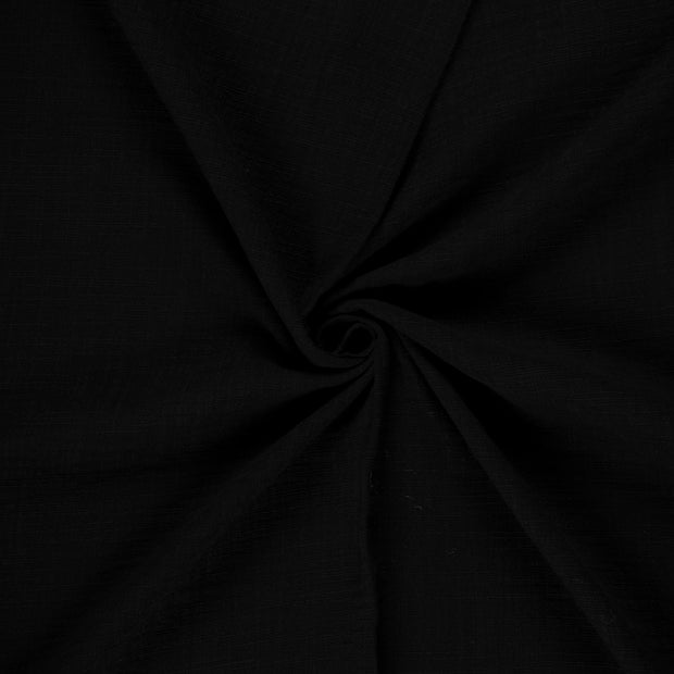 Muslin fabric Black slub 