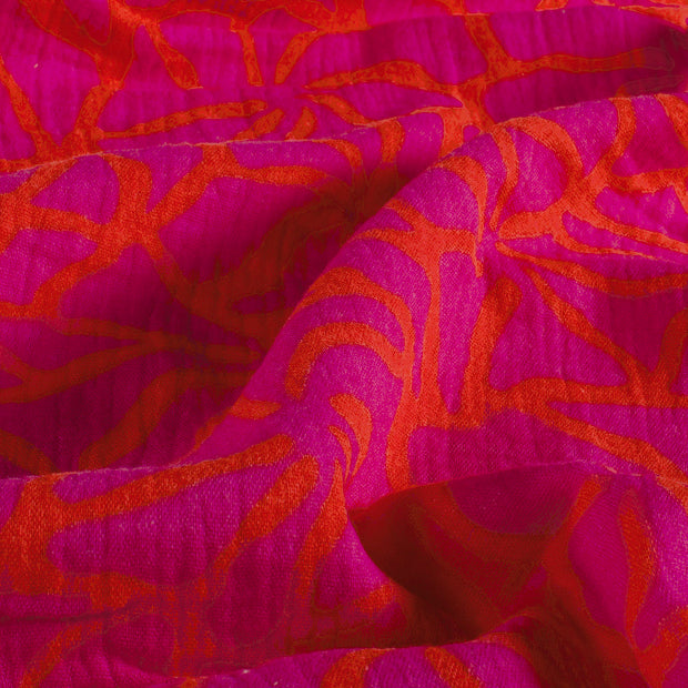 Muslin fabric Abstract Coral