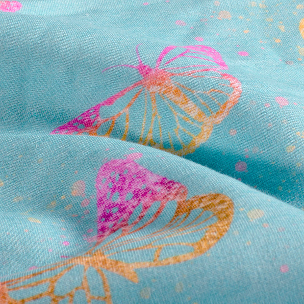 Jogging fabric Butterflies Dark Mint