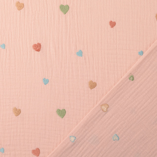 Muslin fabric Pink embroidered 