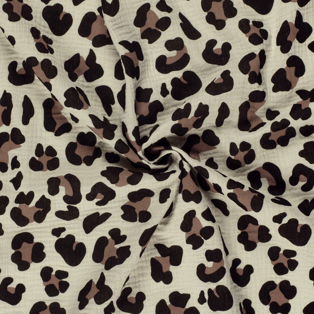 Muslin fabric Beige dyed and printed 