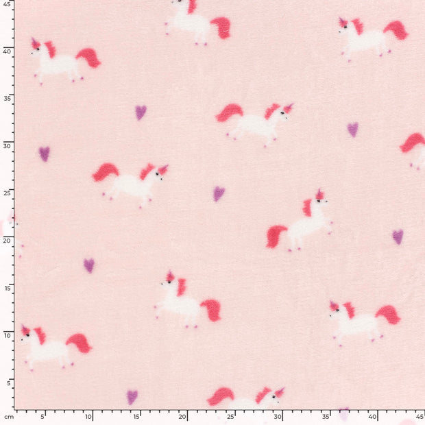 Coral Fleece fabric Unicorn Pink
