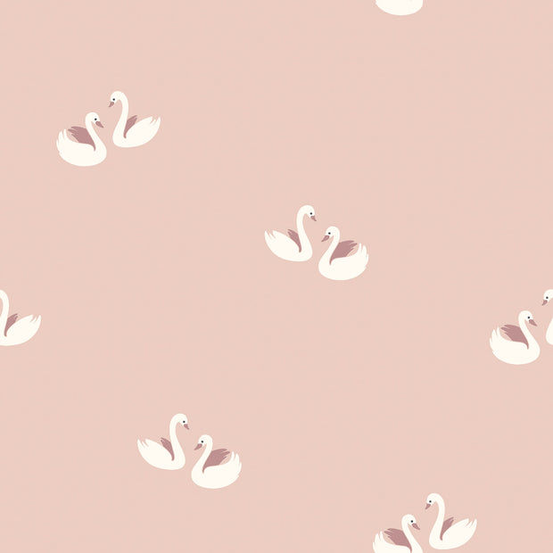 Jersey fabric Swans Light Pink