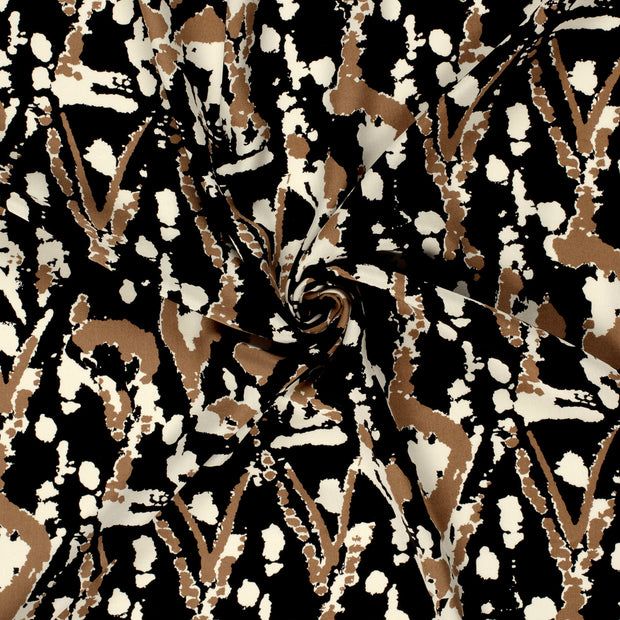 Viscose Poplin fabric Black printed 