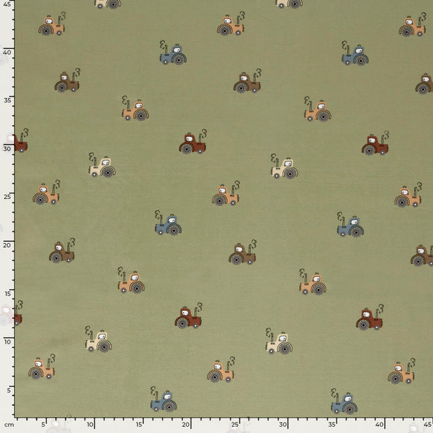 Jersey fabric Tractors Olive Green