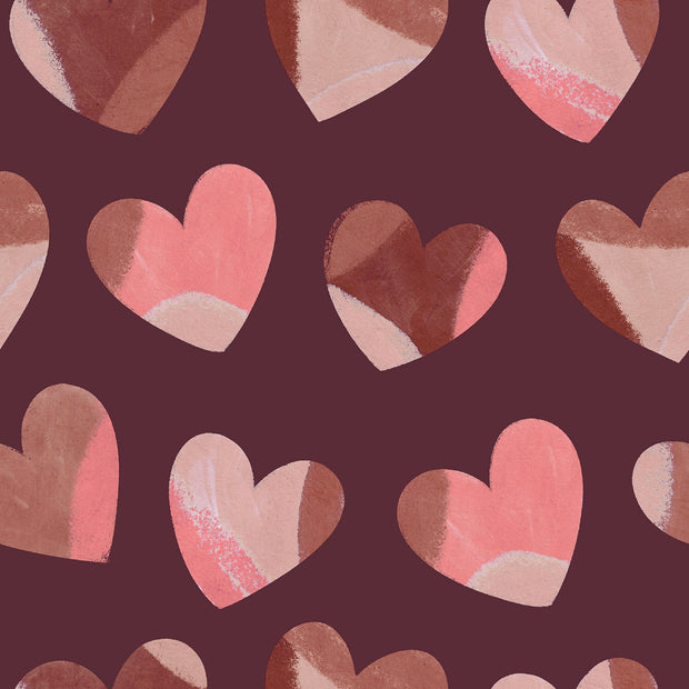 Softshell fabric Hearts Bordeaux