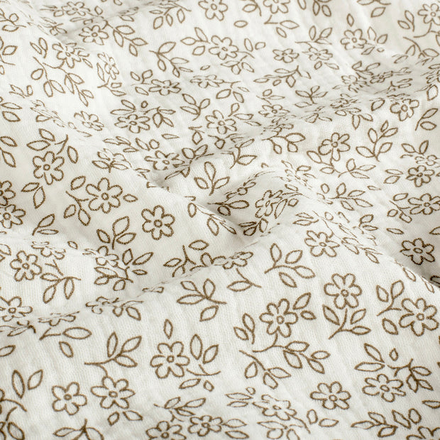 Muslin fabric Flowers Off White