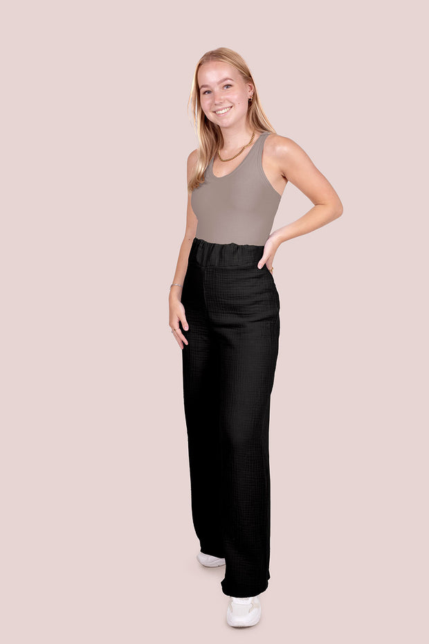 Muslin GOTS organic fabric Unicolour Black