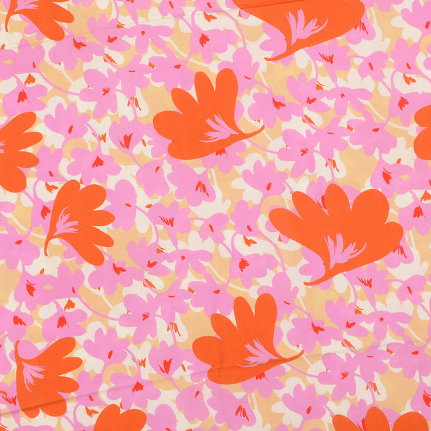 Viscosa Poplin tela Flores Rosa claro