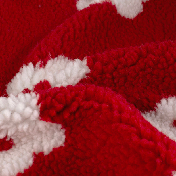 Sherpa Fleece fabric Flowers Red