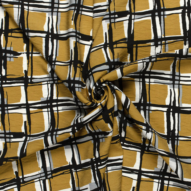 Viscose Nylon Crepe fabric Olive Green printed 