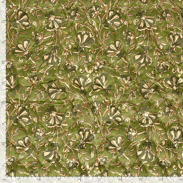 Velvet fabric Flowers Green