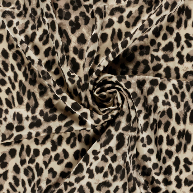 Satin Duchesse fabric Beige printed 