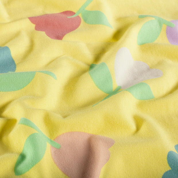 Jersey fabric Flowers Yellow