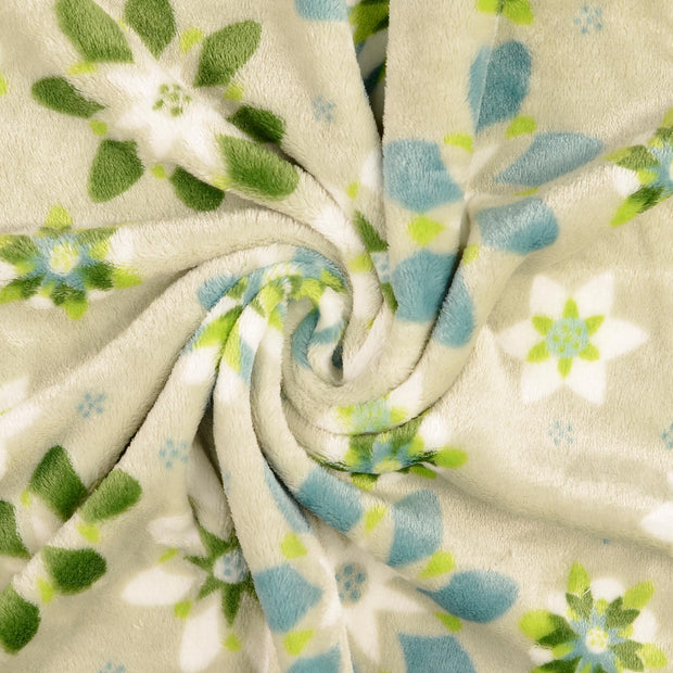 Fleece fabric Beige printed 