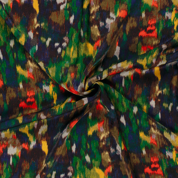 Satin Velvet fabric Indigo printed 