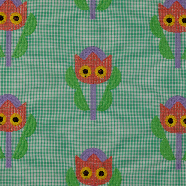 Cotton Poplin fabric Flowers Green