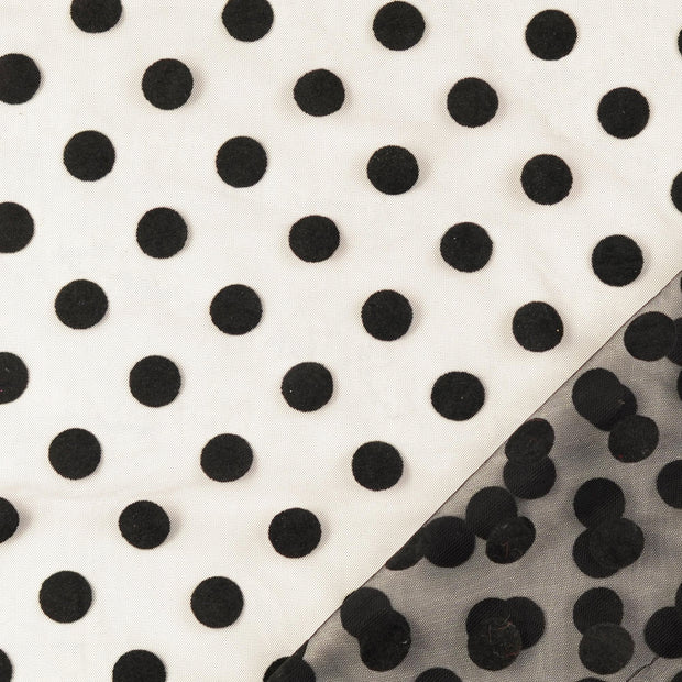 Mesh fabric Dots flocked 