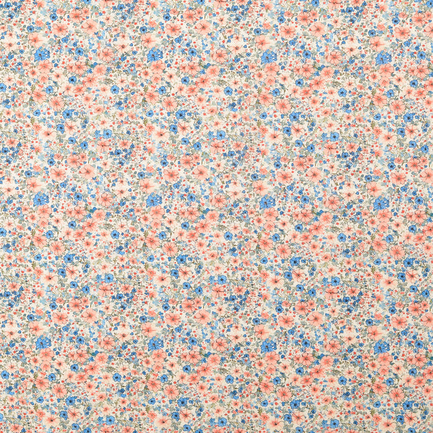 Voile fabric Flowers Abricot