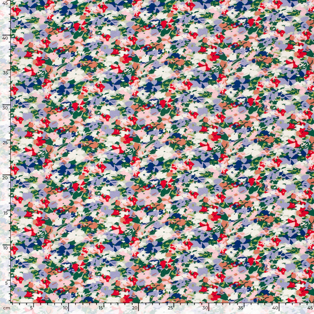 Viscose Nylon Crepe fabric Flowers Lila