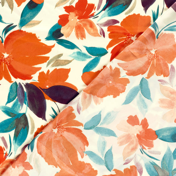 Satin Duchesse fabrik Blumen bedruckt 