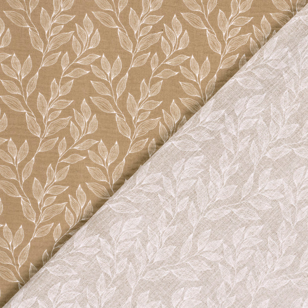 Muslin fabric Leaves printed 