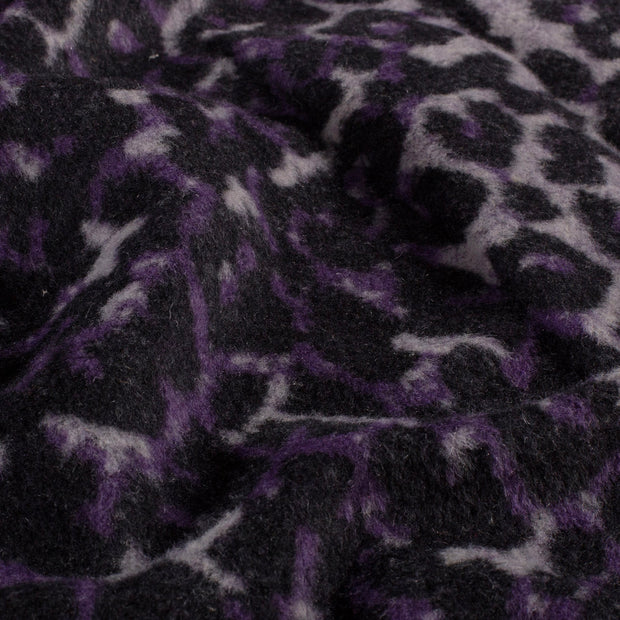 Jacquard fabric Leopards Aubergine