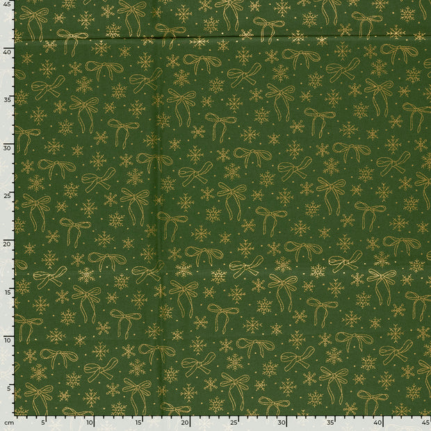 Cotton Poplin fabric Christmas Green