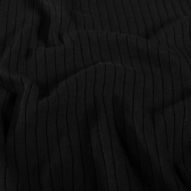 Rib Jersey fabric Unicolour Black