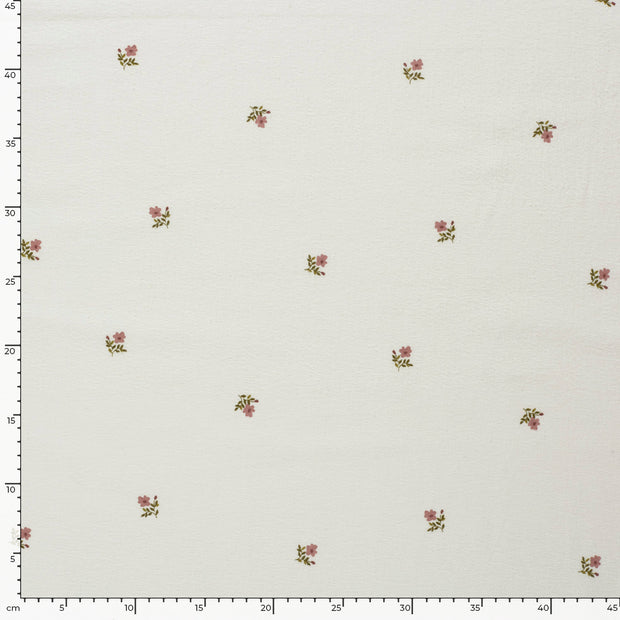 Flannel fabric Flowers Off White