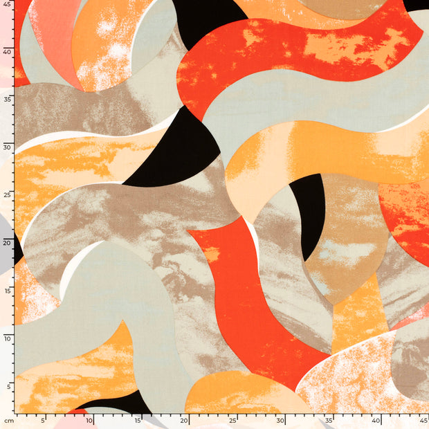 Bamboo Poplin fabric Abstract Beige