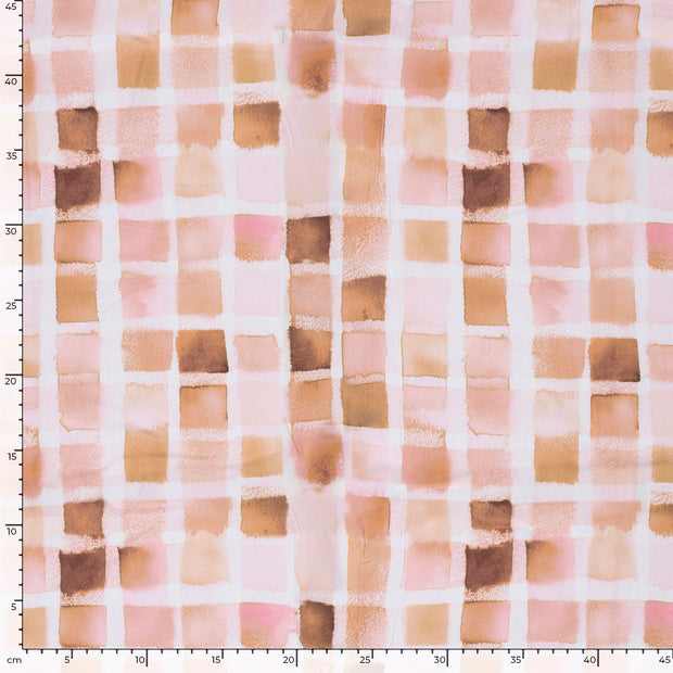 Viscose Poplin fabrik Abstrakt Coral