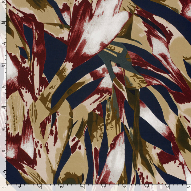 Satin Duchesse fabric Flowers Navy
