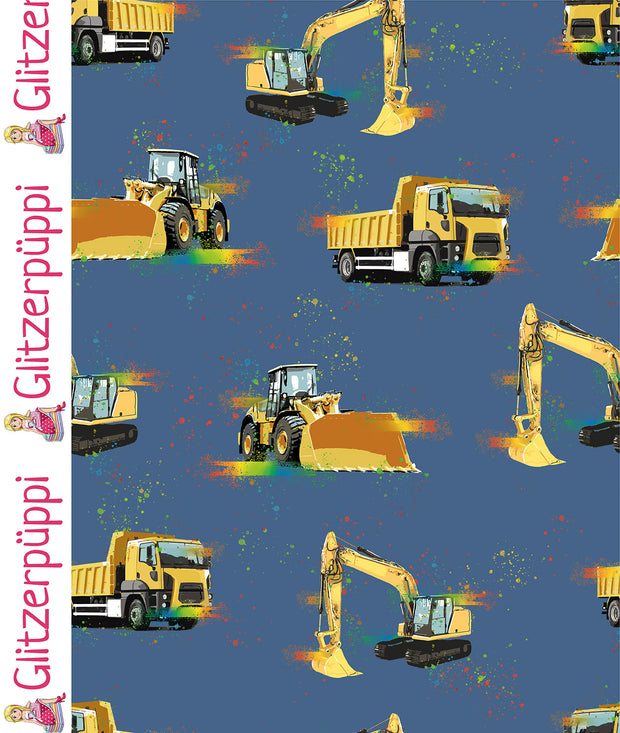 Jersey fabric Vehicles Steel Blue