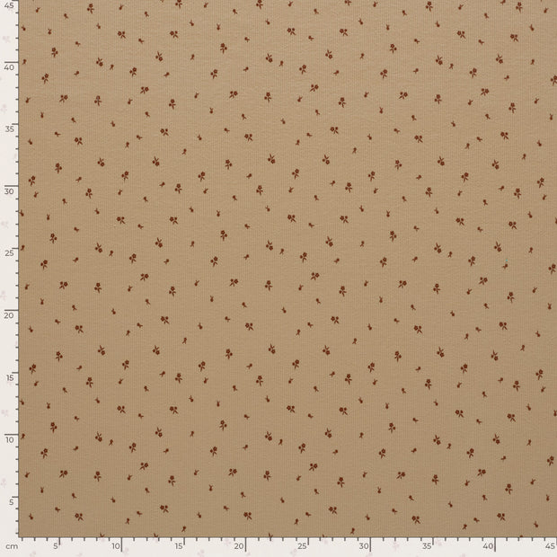 Rib Jersey fabric Flowers Beige