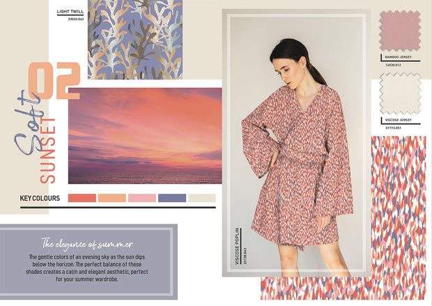 Viscose Nylon Twill fabric Leaves Lila