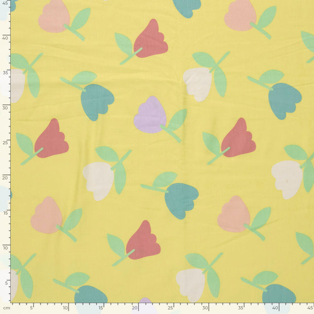 Jersey fabric Flowers Yellow