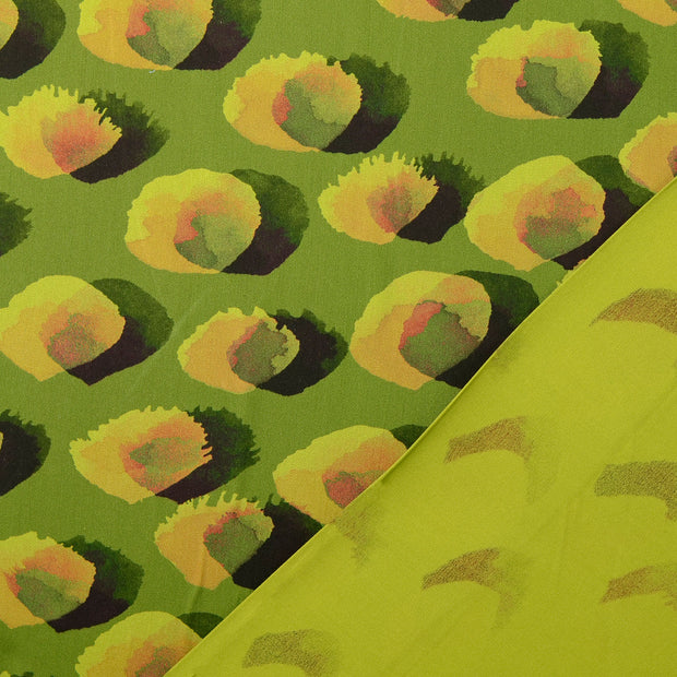 Viscose Satin fabric Green digital printed 