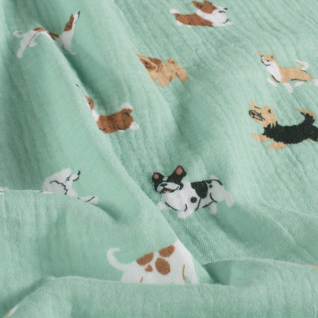 Muslin fabric Dogs Baby Blue