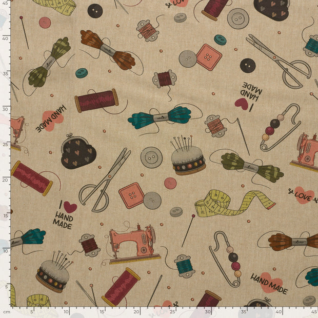 Linen Look fabric Sewing supplies Pink