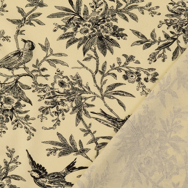 Cotton Poplin fabric Black printed 